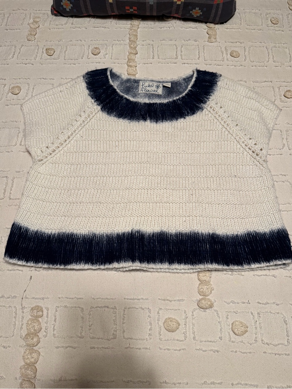 Ivory and Navy Ombre Knit Sweater